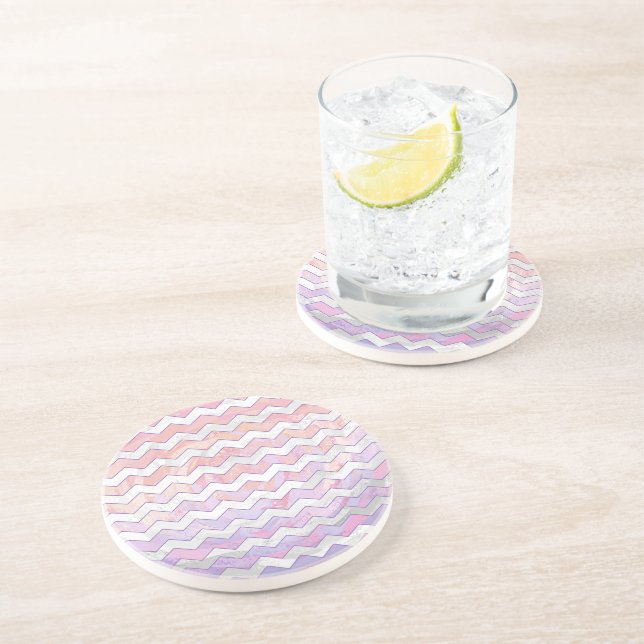 Light Pink Zig Zag Pattern Coaster (Side)