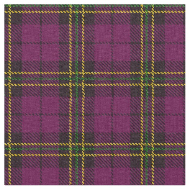 Light plum plaid - yellow, green black stripe fabric (Close Up)