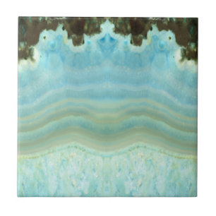 Light Powder Blue Agate Geode Crystal Pattern Ceramic Tile