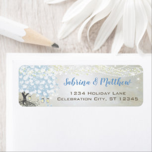 Light Powder Blue Heart Leaf Tree Return Address Label