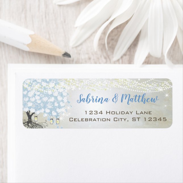 Light Powder Blue Heart Leaf Tree Return Address Label (Insitu)