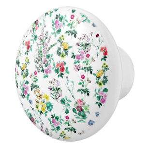 Light Pretty Summer Floral Pattern Ceramic Knob
