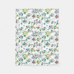 Light Pretty Summer Floral Pattern  Fleece Blanket