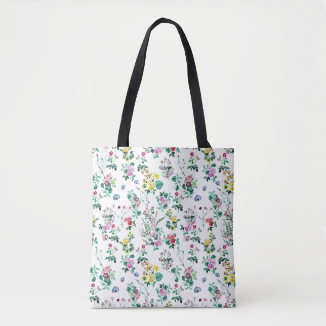 Light Pretty Summer Floral Pattern Tote Bag (Front)