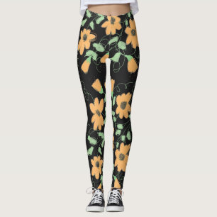 Light Pumpkin Orange and Black Leggings