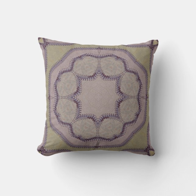 Light Purple and Green Faux-Stitch Tile Cushion (Front)