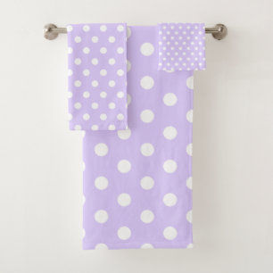 Light Purple and White Polka Dot  Bath Towel Set