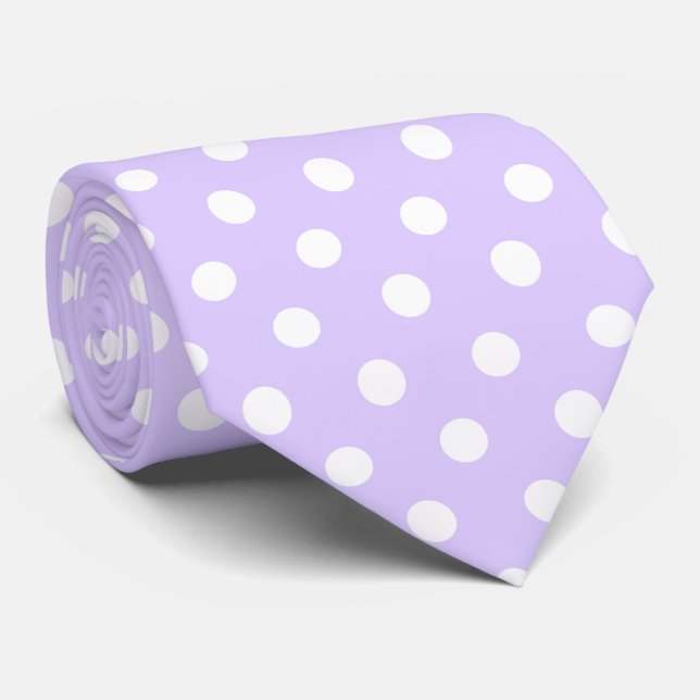 Light Purple and White Polka Dot  Tie (Rolled)