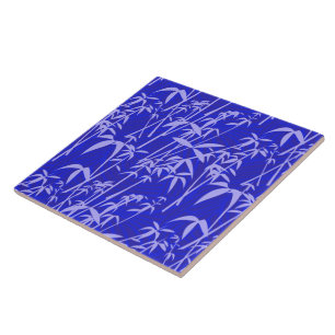 Light purple bamboo pattern, royal blue background ceramic tile