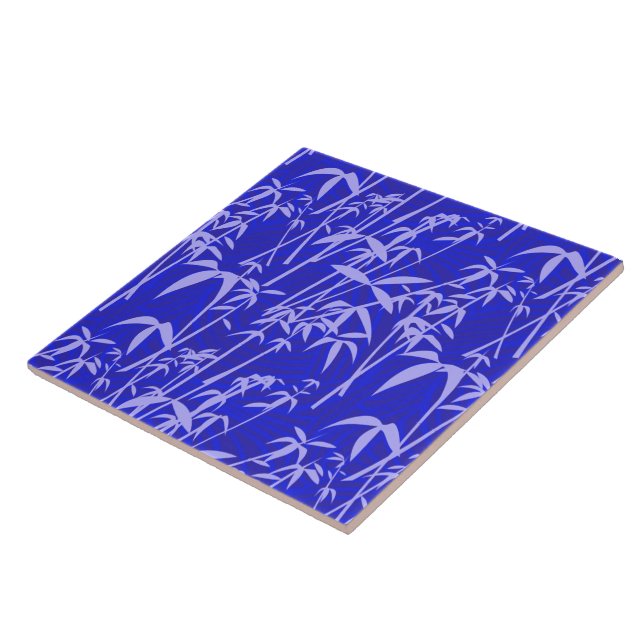 Light purple bamboo pattern, royal blue background ceramic tile (Side)