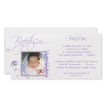 Light Purple Baptism Photo Invitation
