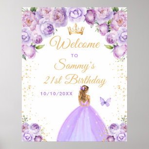 Light Purple Blonde Hair Princess Birthday Welcome Poster