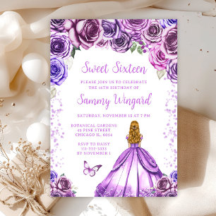 Light Purple Blonde Hair Princess Sweet Sixteen Invitation