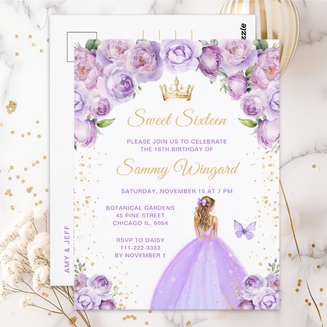 Light Purple Blonde Hair Princess Sweet Sixteen Postcard (Creator Uploaded)