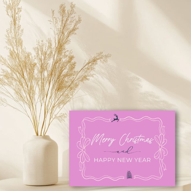 Light Purple: Bow & Trees Doodles Holiday Card (Light Purple: Bow & Trees Doodles Holiday Card)