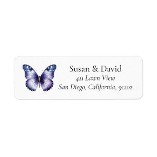 Light Purple Butterfly Address Return Address Label