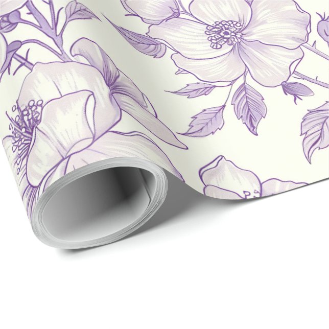 Light Purple Chinoiserie Decoupage Wrapping Paper (Roll Corner)