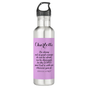 Light Purple Courage Bible Verse Custom Name 710 Ml Water Bottle