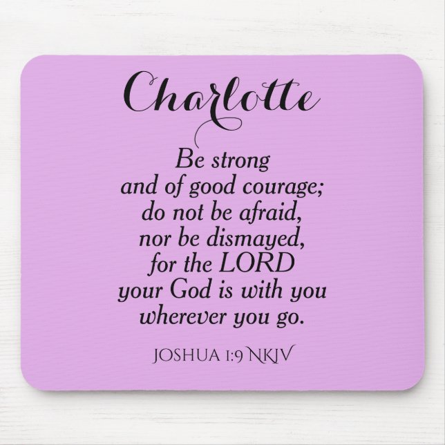 Light Purple Courage Bible Verse Custom Name Mouse Pad (Front)