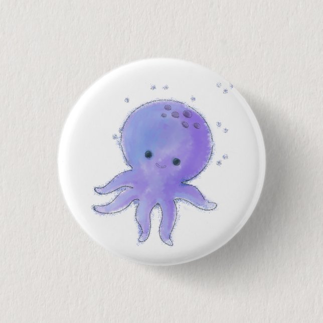Light Purple Cute Octopus Watercolor 3 Cm Round Badge (Front)