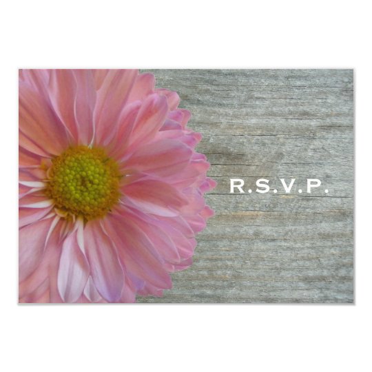 Light Purple Daisy & Barnwood Wedding R.S.V.P. Card
