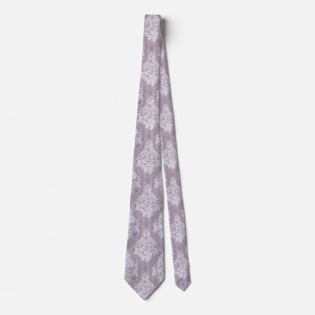 Light Purple Damask Men's Tie (Front)