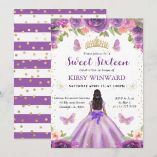 Light Purple Dress Dark Skin Princess Sweet 16 Invitation