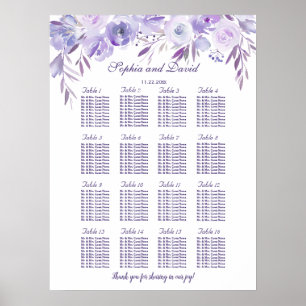 Light Purple Dusty Blue Floral Seating Chart