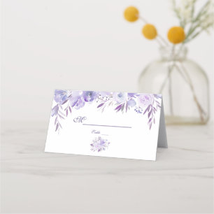 Light Purple Dusty Blue Floral Violet Table Number Place Card
