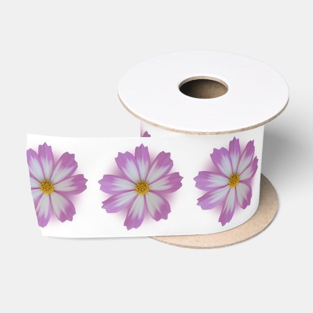 Light purple flower satin ribbon (Spool)