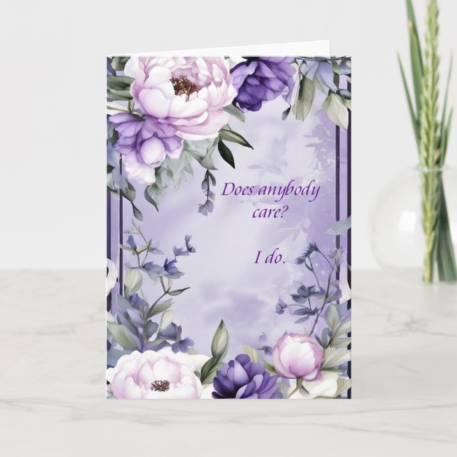 Light Purple Flowers Caring Card (Front)