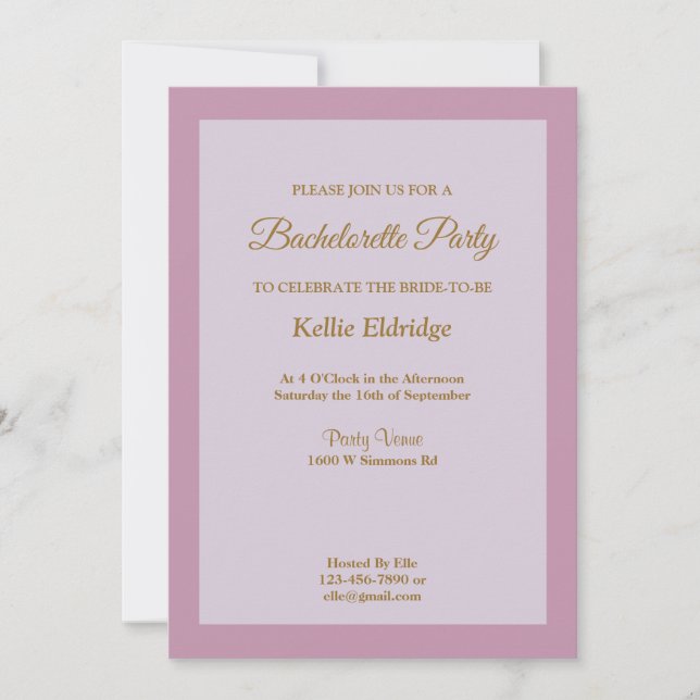 Light Purple Framed Bachelorette Party Invitation (Front)