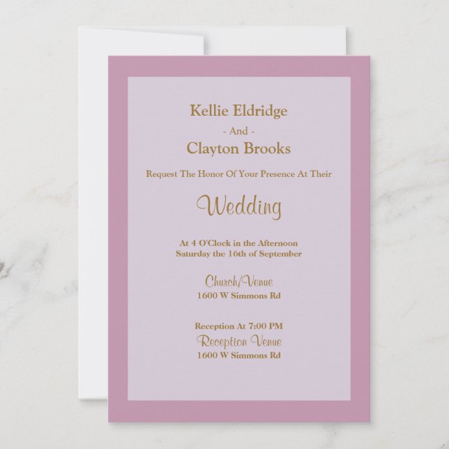 Light Purple Framed Wedding Invitation (Front)