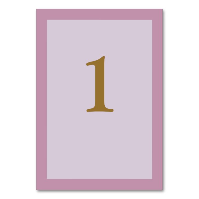 Light Purple Framed Wedding Table Number Card (Front)
