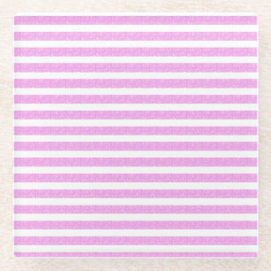 Light Purple Geometric Stripes Glass Coaster