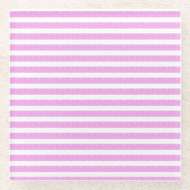 Light Purple Geometric Stripes  Glass Coaster (Front)