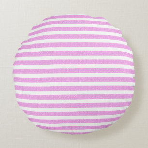 Light Purple Geometric Stripes  Round Cushion
