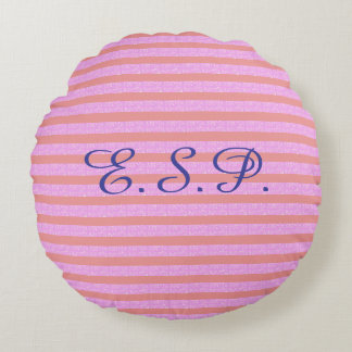 Light Purple Geometric Stripes   Round Cushion