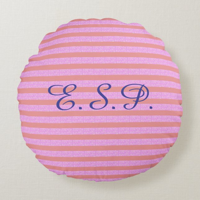 Light Purple Geometric Stripes   Round Cushion (Front)