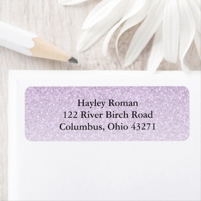 Light Purple Glam Glitter Custom Return Address Label (Insitu)