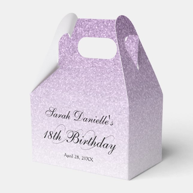 Light Purple Glam Glitter Personalised Favour Box (Front Side)