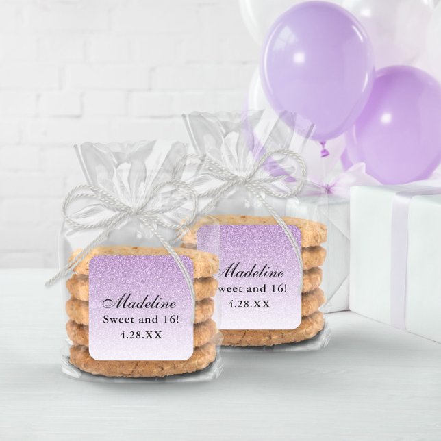 Light Purple Glam Glitter Personalised Square Sticker (Creator Uploaded)