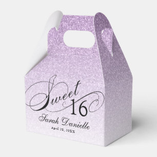 Light Purple Glam Glitter Sweet 16 Custom Party Favour Box