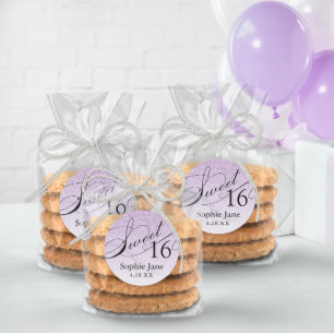 Light Purple Glam Glitter Sweet 16 Personalised Classic Round Sticker