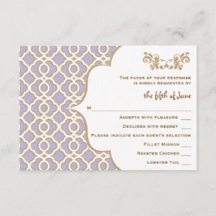 Light Purple Gold Moroccan Wedding Response Cards