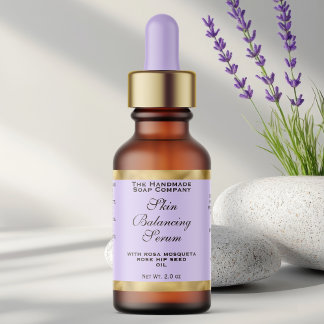 Light Purple & Gold Small Dropper Bottle Label 