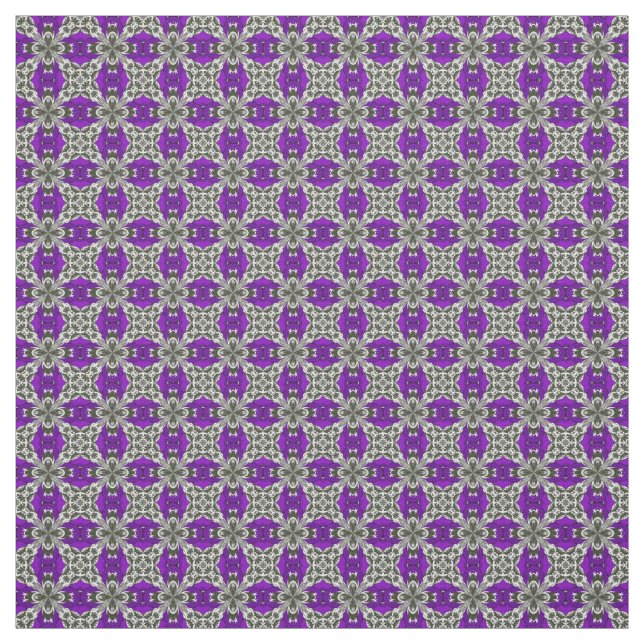 Light Purple Grey and White Repeat Tile Pattern Fabric (Swatch)