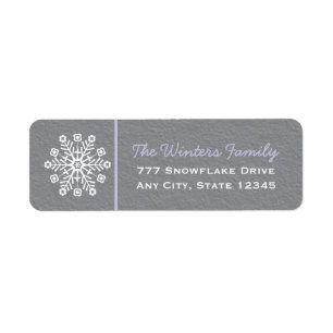 Light Purple Grey Snowflake Return Address Labels