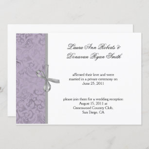 Light Purple Grey White Damask Post Wedding Invitation