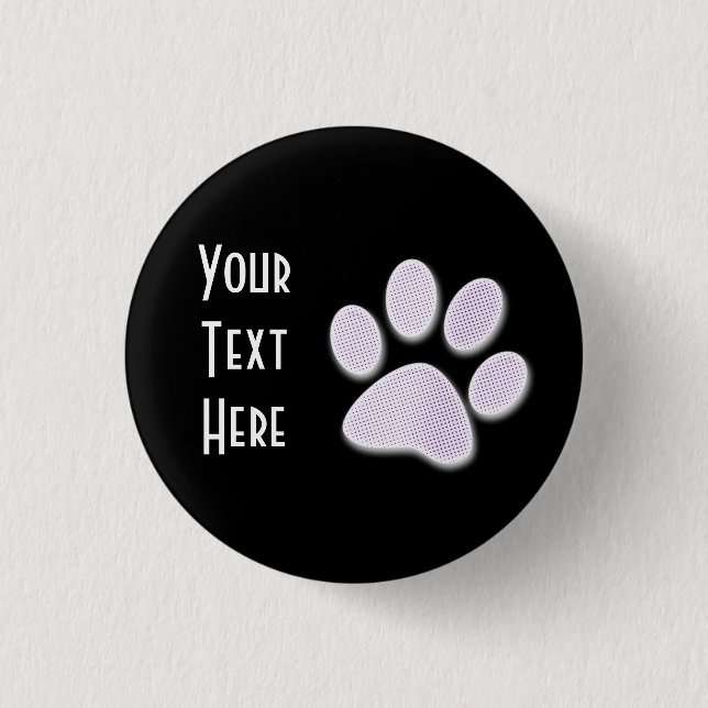 Light Purple Halftone Paw Print 3 Cm Round Badge (Front)